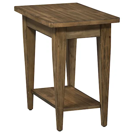 Casual Pine Chairside Table with Bottom Shelf